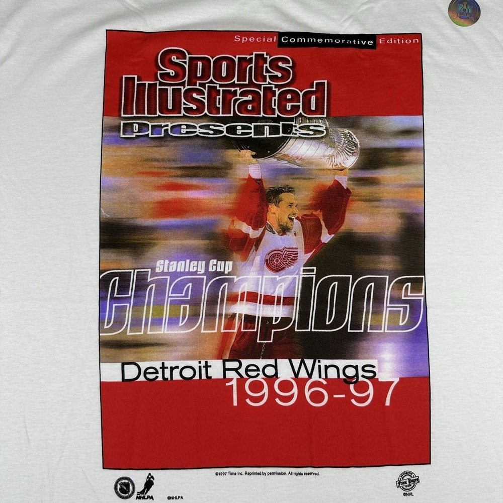 Vintage Detroit Red Wings 1997 Stanley Cup Champs T-Shirt Mens XL White NHL - Picture 4 of 10